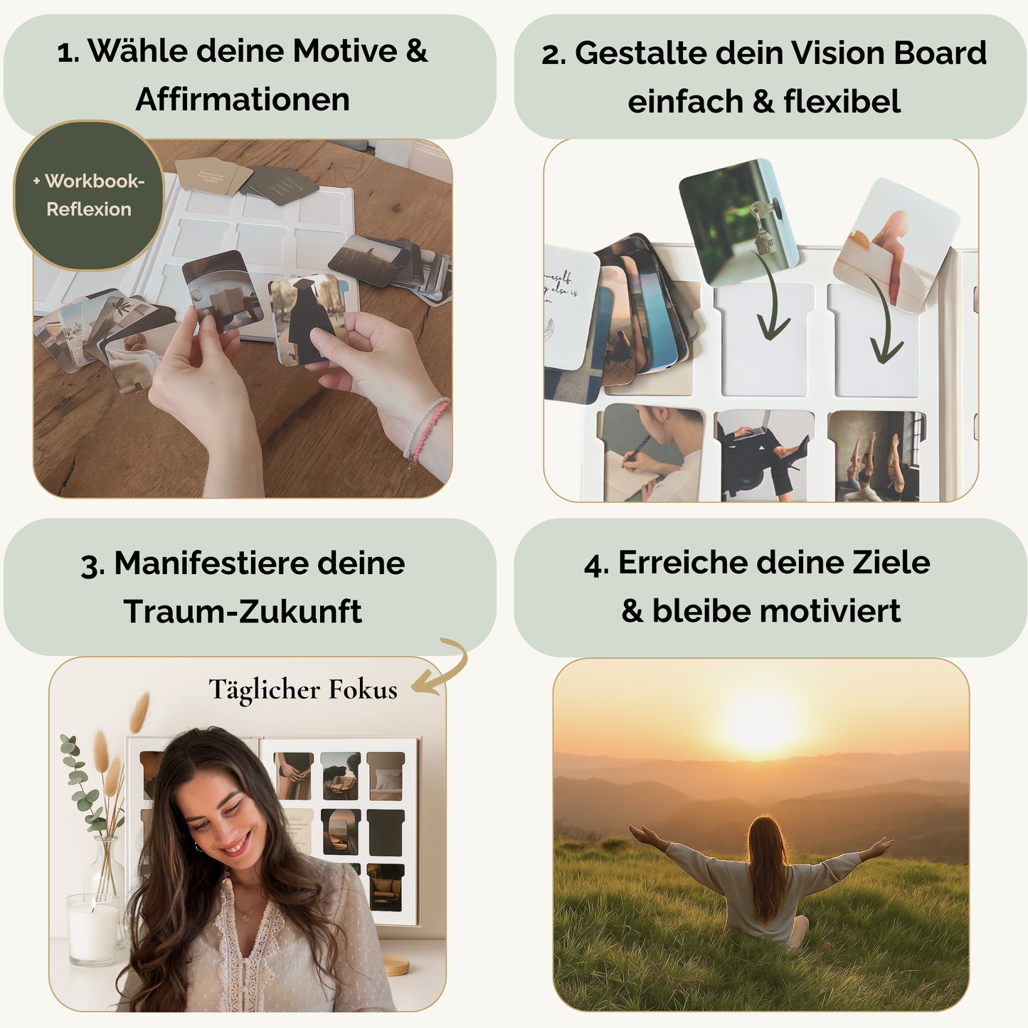 Easy Set mit 200 Bildkarten & Affirmationen und Vision Map mit 18 Slots
