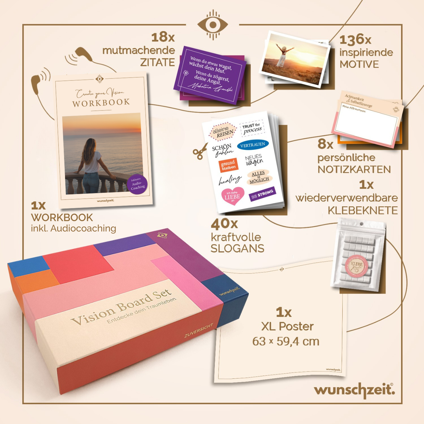 Premium Set mit XL Poster und 162 Karten für Achtsamkeit & Manifestation